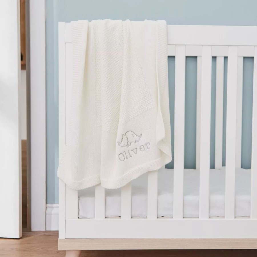 Baby (0-24 Mos) My 1st Years Baby Blankets & Comforters | Personalised Dinosaur Ivory Blanket