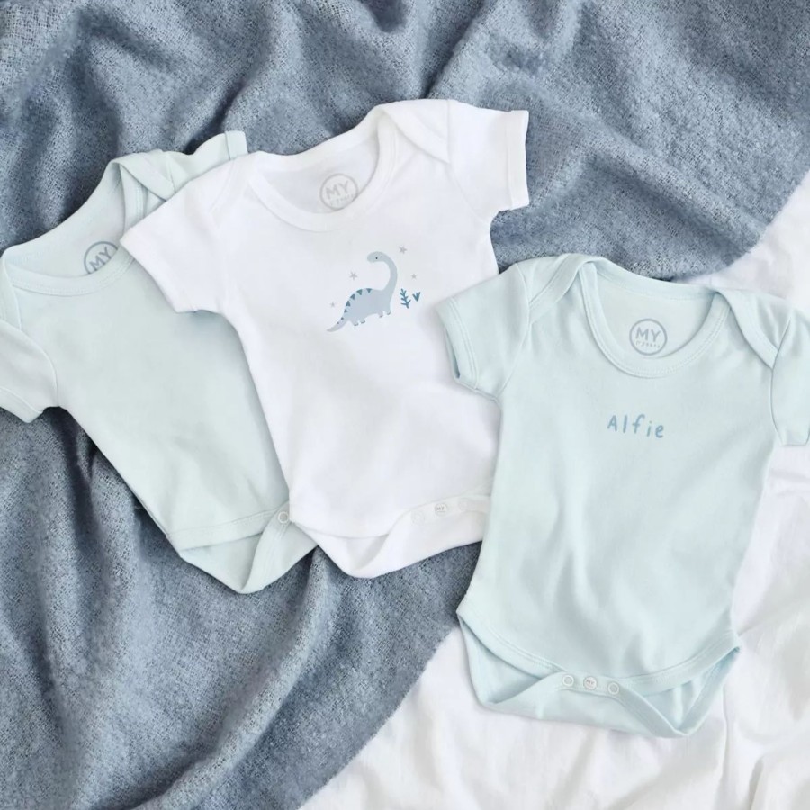 Baby (0-24 Mos) My 1st Years All Baby Clothing | Personalised 3-Pack Dinosaur Bodysuits