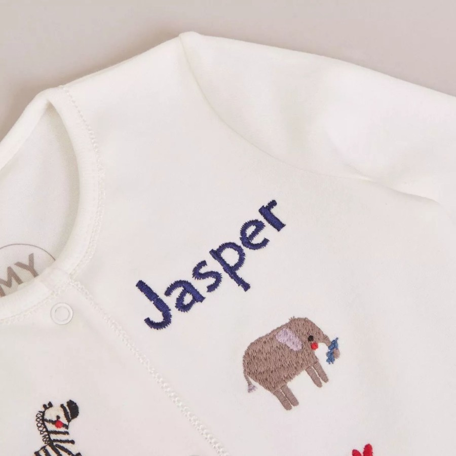 Baby (0-24 Mos) My 1st Years Baby Sleepsuits & Pyjamas | Personalised Safari Animal Sleepsuit