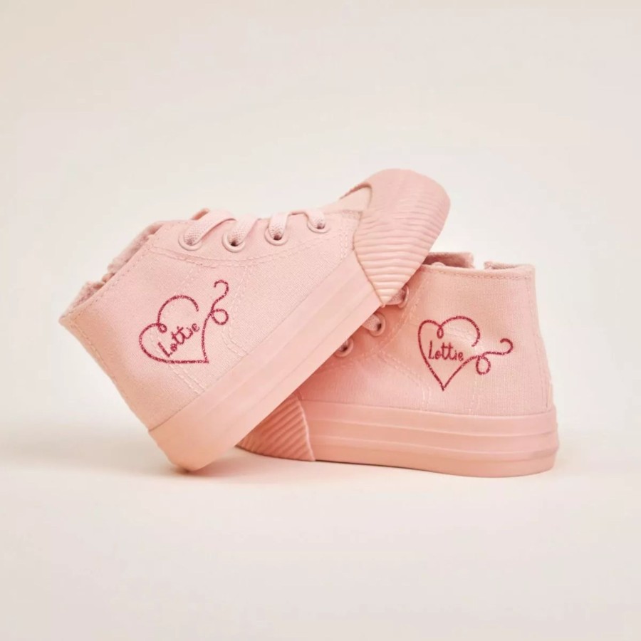 Kids (2-7Yrs) My 1st Years Kids Shoes | Personalised Pink Heart Design High Top Trainers