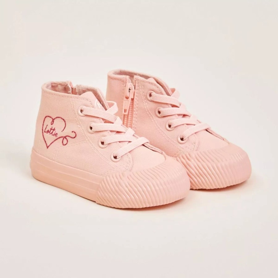 Kids (2-7Yrs) My 1st Years Kids Shoes | Personalised Pink Heart Design High Top Trainers