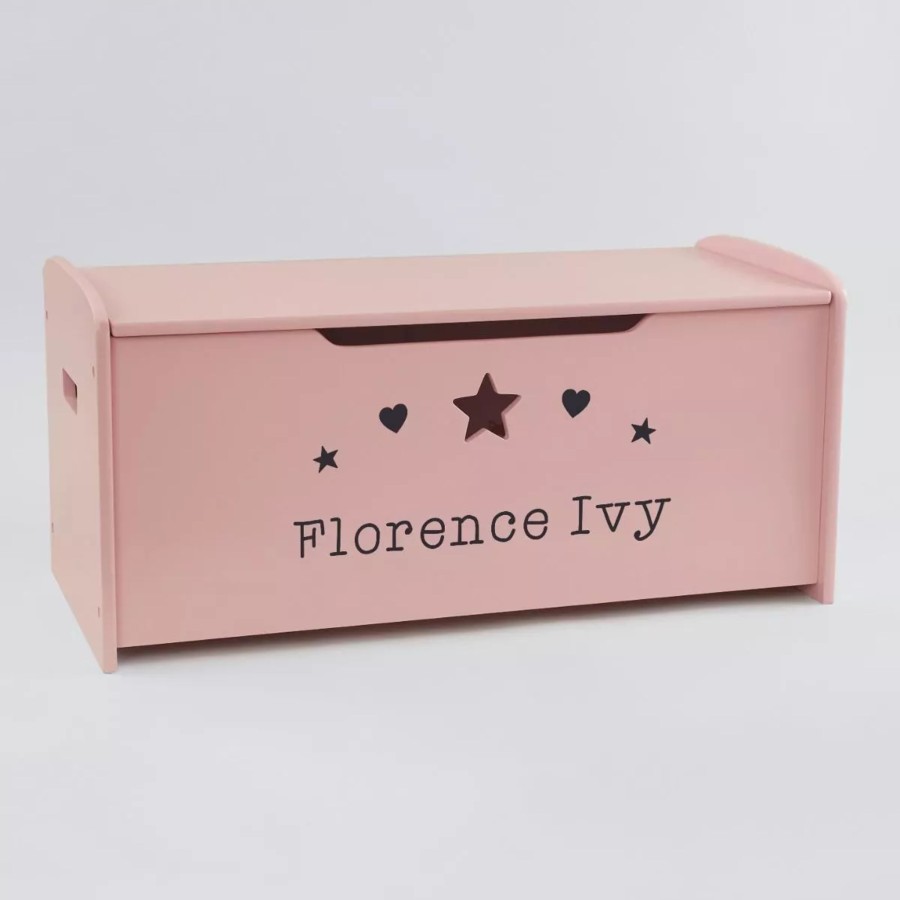 Furniture My 1st Years Toy Chests & Benches | Personalised Large Pink Hearts Design Toy Box