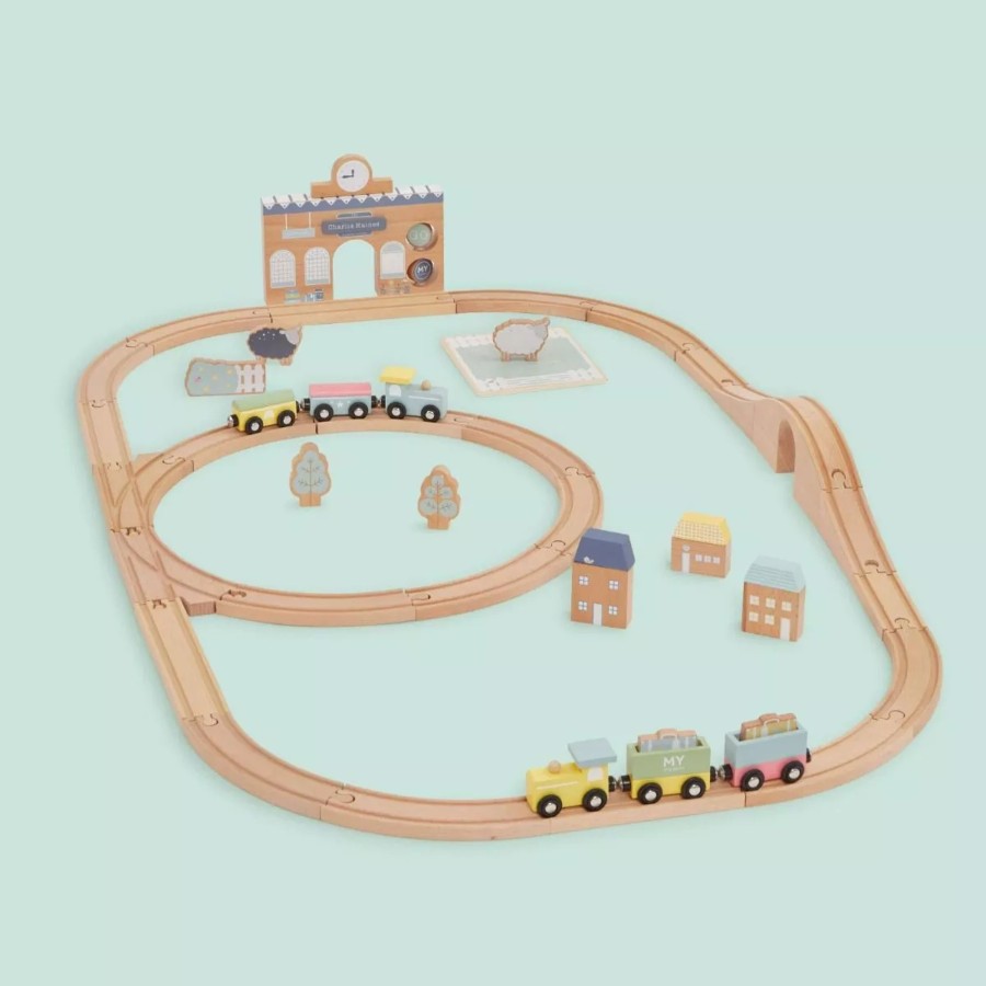 Toys & Books My 1st Years Role Play/Imaginative Play | Personalised Colourful Wooden Toy Train Set