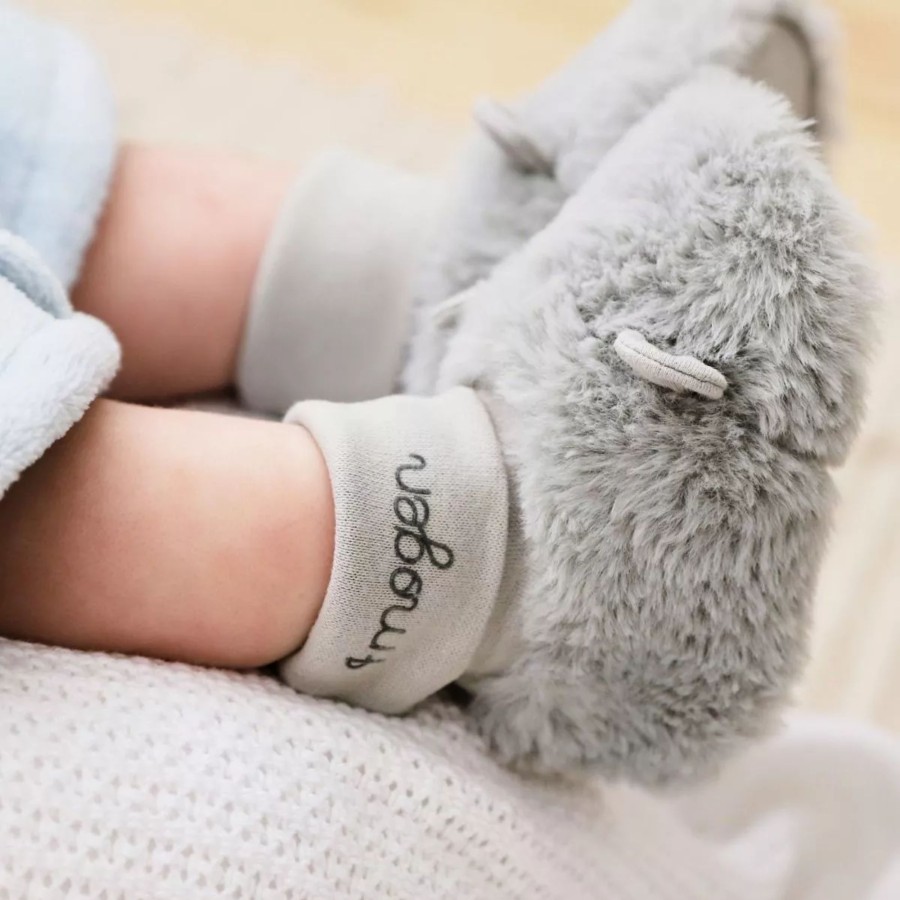 Baby (0-24 Mos) My 1st Years Baby Shoes | Personalised Pastel Grey Sock-Top Booties