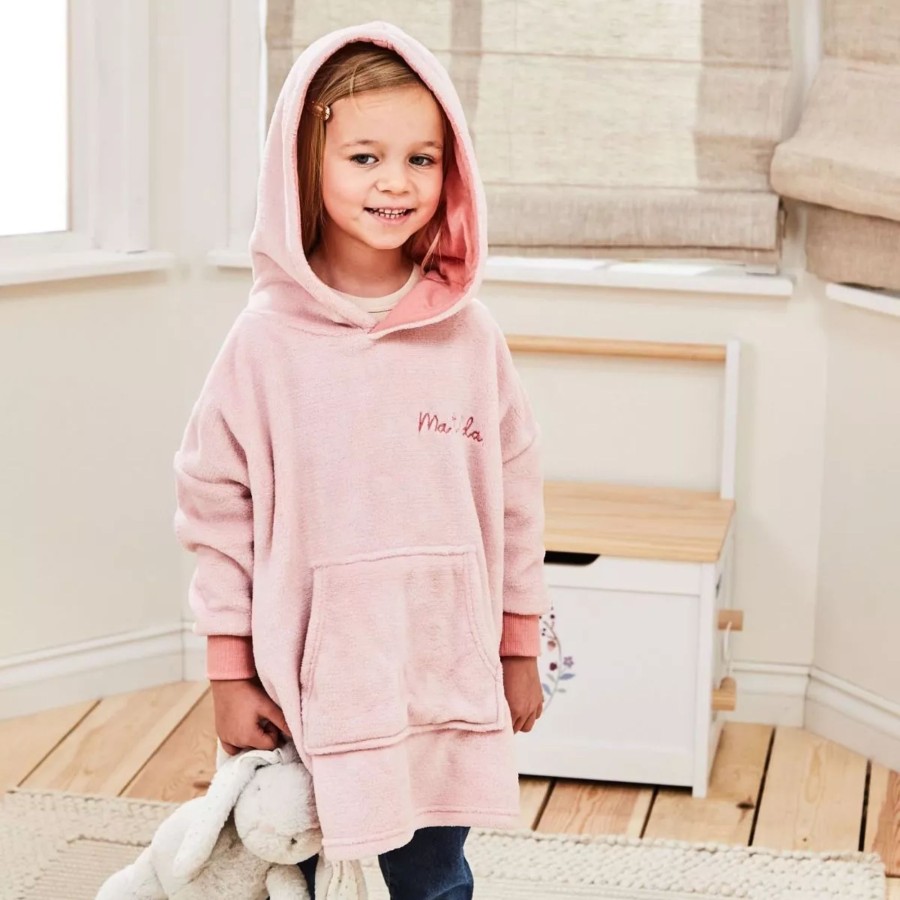 Kids (2-7Yrs) My 1st Years Kids T-Shirts & Jumpers | Personalised Pink Fleece Oversized Hoodie