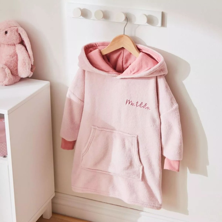 Kids (2-7Yrs) My 1st Years Kids T-Shirts & Jumpers | Personalised Pink Fleece Oversized Hoodie