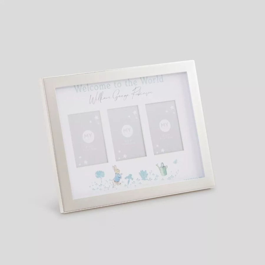 Furniture Peter Rabbit Photo Frames & Keepsakes | Personalised Peter Rabbit Welcome To The World Silver Photo Frame