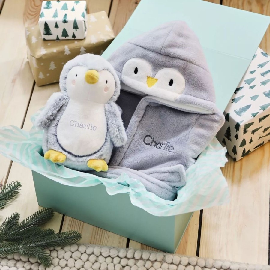 Gifts My 1st Years Clothing Gift Sets | Personalised Goodnight Penguin Robe & Soft Toy Gift Set