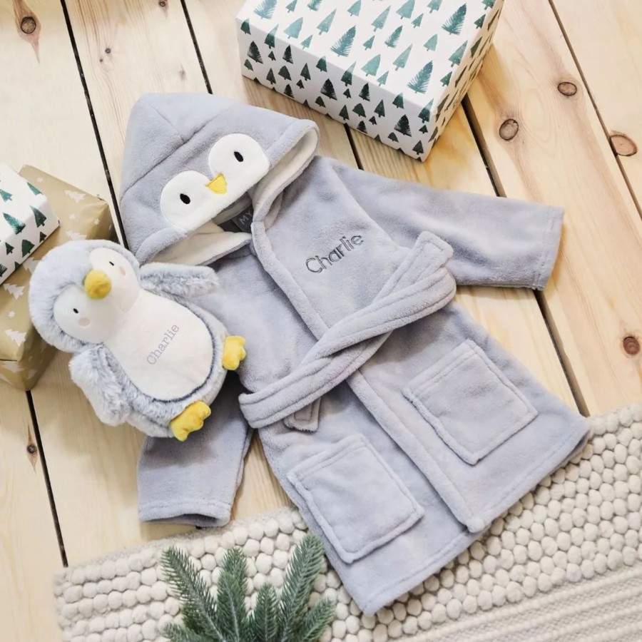 Gifts My 1st Years Clothing Gift Sets | Personalised Goodnight Penguin Robe & Soft Toy Gift Set