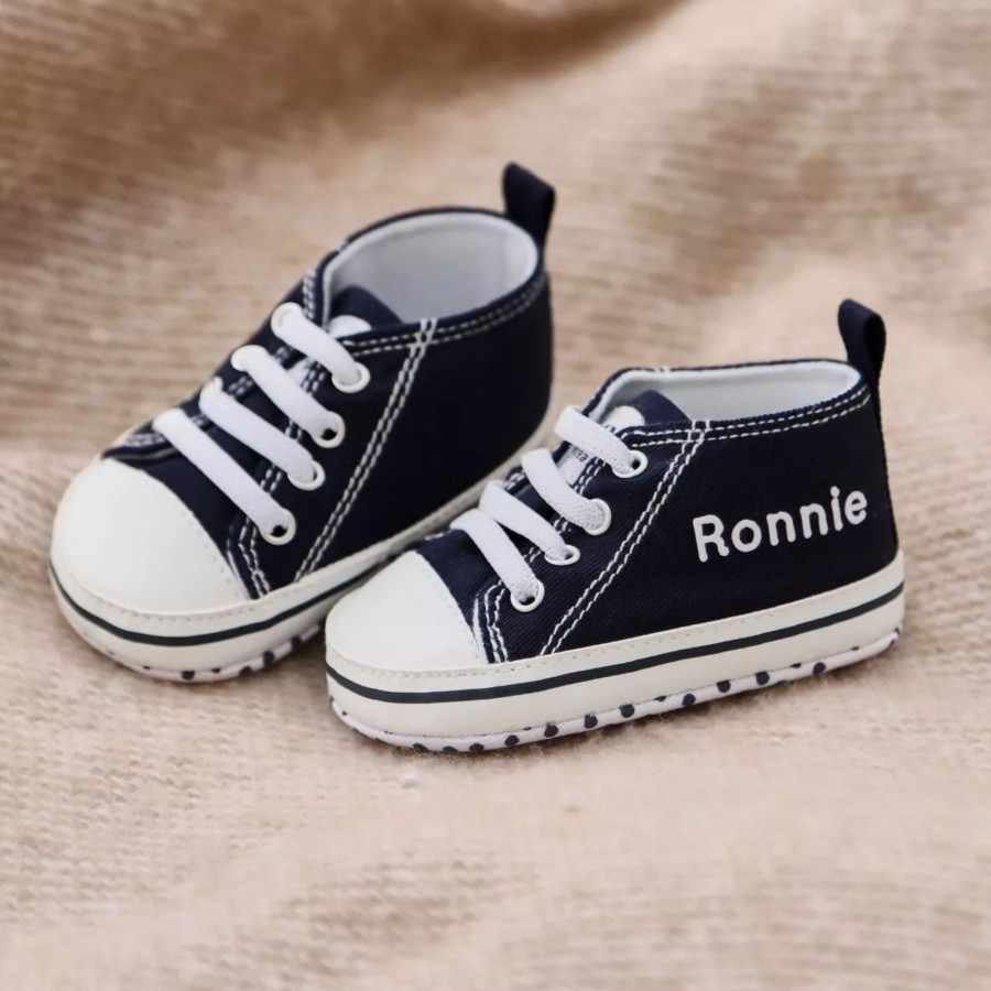 Baby (0-24 Mos) My 1st Years Baby Shoes | Personalised Navy Baby High Top Shoes